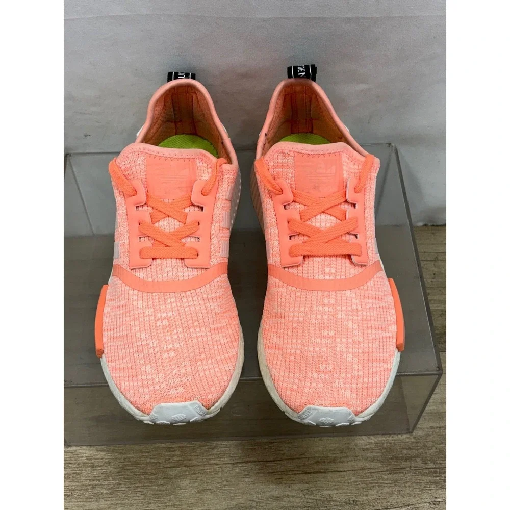 Adidas NMD_R1 Shoes Peach Coral Pink White Boost Women's Size 7.5 FY5608
